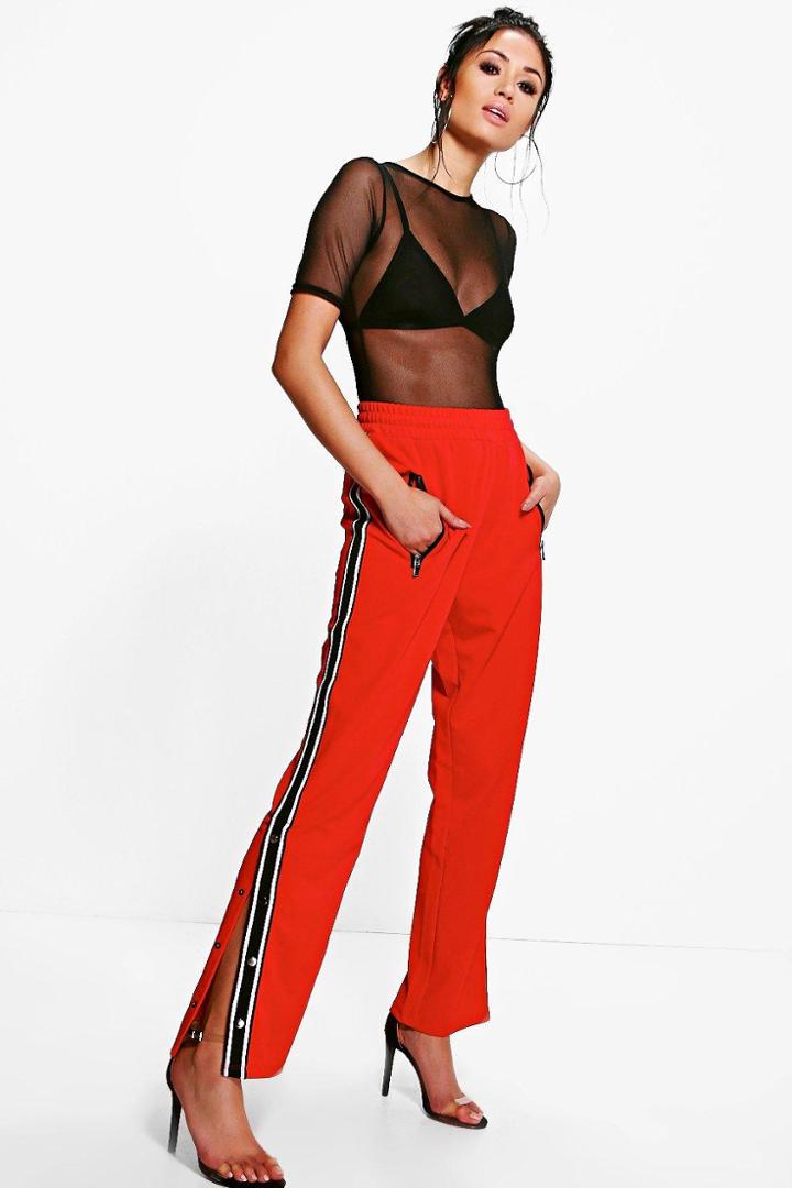 Boohoo Emma Tracksuit Striped Joggers Red