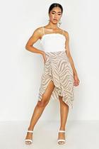 Boohoo Zebra Print Ruffle Wrap Skirt