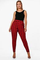 Boohoo Plus Milly Tartan Print Pleat Front Trouser