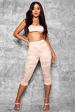 Boohoo Holly Camo Print Cropped Skinny Trousers