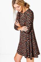 Boohoo Lara Ditsy Brushed Knit Floral Swing Dress