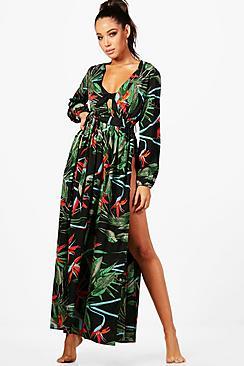 Boohoo Julia Tropical Maxi Beach Dress