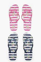 Boohoo Lacey Ditsy Floral & Stripe Two Pack Flip Flops