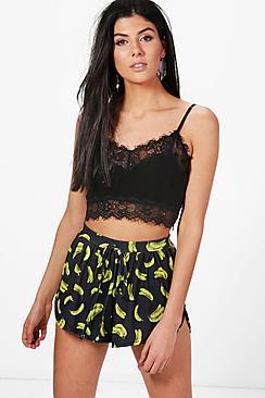 Boohoo Zoe Banana Print Runner Shorts