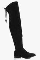Boohoo Alicia Wide Fit Flat Suedette Over The Knee Boot