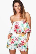 Boohoo Harriet Tropical Scuba Bandaeu & Short Co-ord Set
