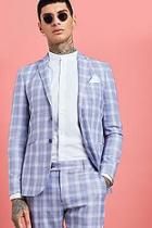 Boohoo Pale Check Skinny Fit Suit Jacket