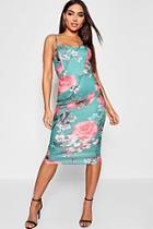 Boohoo Floral Sweetheart Neck Bow Back Midi Dress