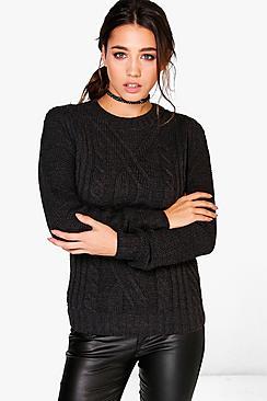 Boohoo Bella Marl Cable Knit Jumper