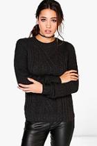 Boohoo Bella Marl Cable Knit Jumper