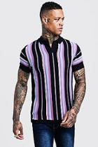 Boohoo Short Sleeve Striped Knitted Polo