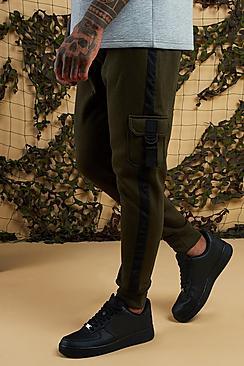 Boohoo Jersey Cargo Joggers With Side Tape