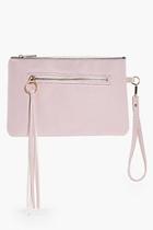 Boohoo Michelle Zip Tassel Clutch Bag