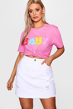 Boohoo Plus Kady Rip Detail Mini Skirt
