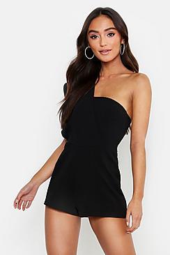 Boohoo Petite One Shoulder Playsuit