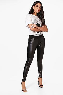 Boohoo Leia Wet Look Front Leggings