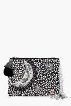 Boohoo Maisie Embellished Moon & Stars Clutch Bag Black