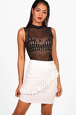 Boohoo Tassle Trim Mini Skirt
