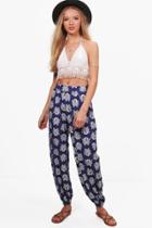 Boohoo Azura Bohemian Print Casual Joggers Royal