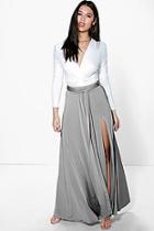 Boohoo Mila Obi Tie Split Front Full Maxi Skirt