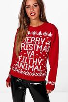 Boohoo Petite Eve Merry Christmas Ya Filfy Animal Jumper