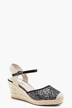 Boohoo Glitter Espadrille Wedge