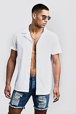 Boohoo Honeycomb Texture Short Sleeve Shirt