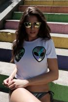 Boohoo Lexi Alien Foil Print Crop Top White