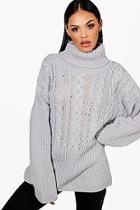 Boohoo Ruby Roll Neck Cable Knit Jumper