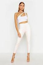 Boohoo Snake Print Peach Tonal Leather Look Leggings