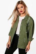 Boohoo Plus Jemima Distressed Twill Jacket