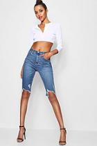 Boohoo Tall High Waist Chewed Hem Bermuda Shorts