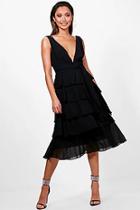 Boohoo Elizabeth Plunge Ruffle Nidi Dress
