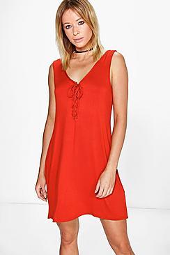 Boohoo Jenny Lace Up Sleeveless Bodycon Dress