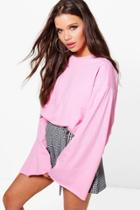 Boohoo Freya Oversized Wide Sleeve Sweatshirt Pink