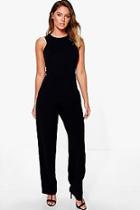 Boohoo Jen Round Neck Textured Jumpsuit