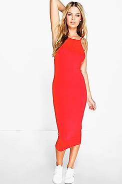Boohoo Basic 90s Neck Midi Dress