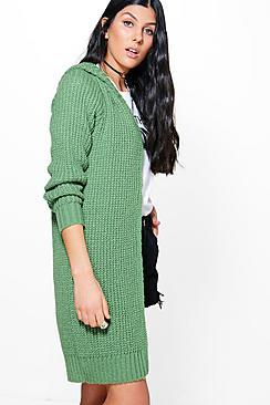Boohoo Aliyah Soft Knit Hooded Long Cardigan