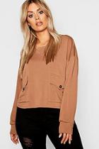 Boohoo Plus Pocket Button Front Sweat Top