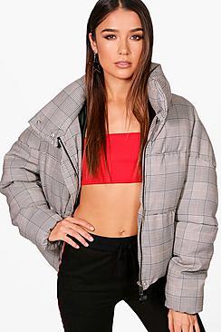 Boohoo Casey Check Puffer Jacket