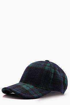 Boohoo Blue Wool Check Cap