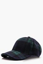 Boohoo Blue Wool Check Cap