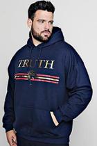 Boohoo Big And Tall Truth Foil Print Hoodie