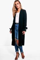 Boohoo Plus Natalie Tie Sleeve Duster Jacket Black