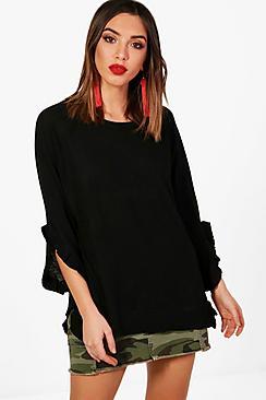 Boohoo Jamie Micro Ruffle Detail Knitted Top