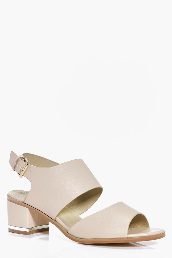 Boohoo Zoe Wide Fit Cut Out Block Heel Sandal Nude