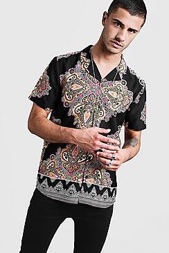 Boohoo Baroque Print Short Sleeve Shirt