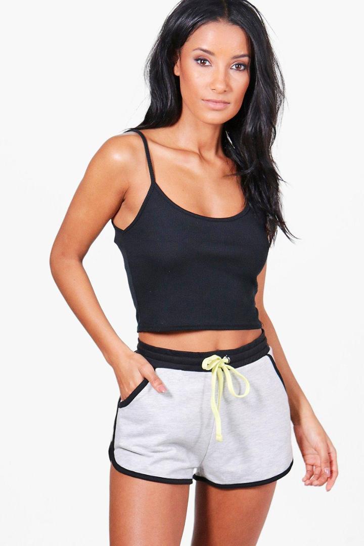 Boohoo Safia Contrast Binding Shorts Grey