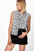 Boohoo Jessica Leopard Print Sleeveless Shirt