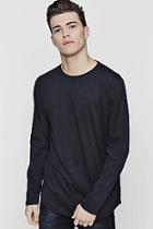 Boohoo Long Sleeve Longline T-shirt With Curve Hem